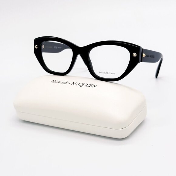 NEW ALEXANDER MCQUEEN EYEGLASSES AM0410O 001 CAT EYE BLACK WOMEN EYEWEAR - Picture 1 of 9